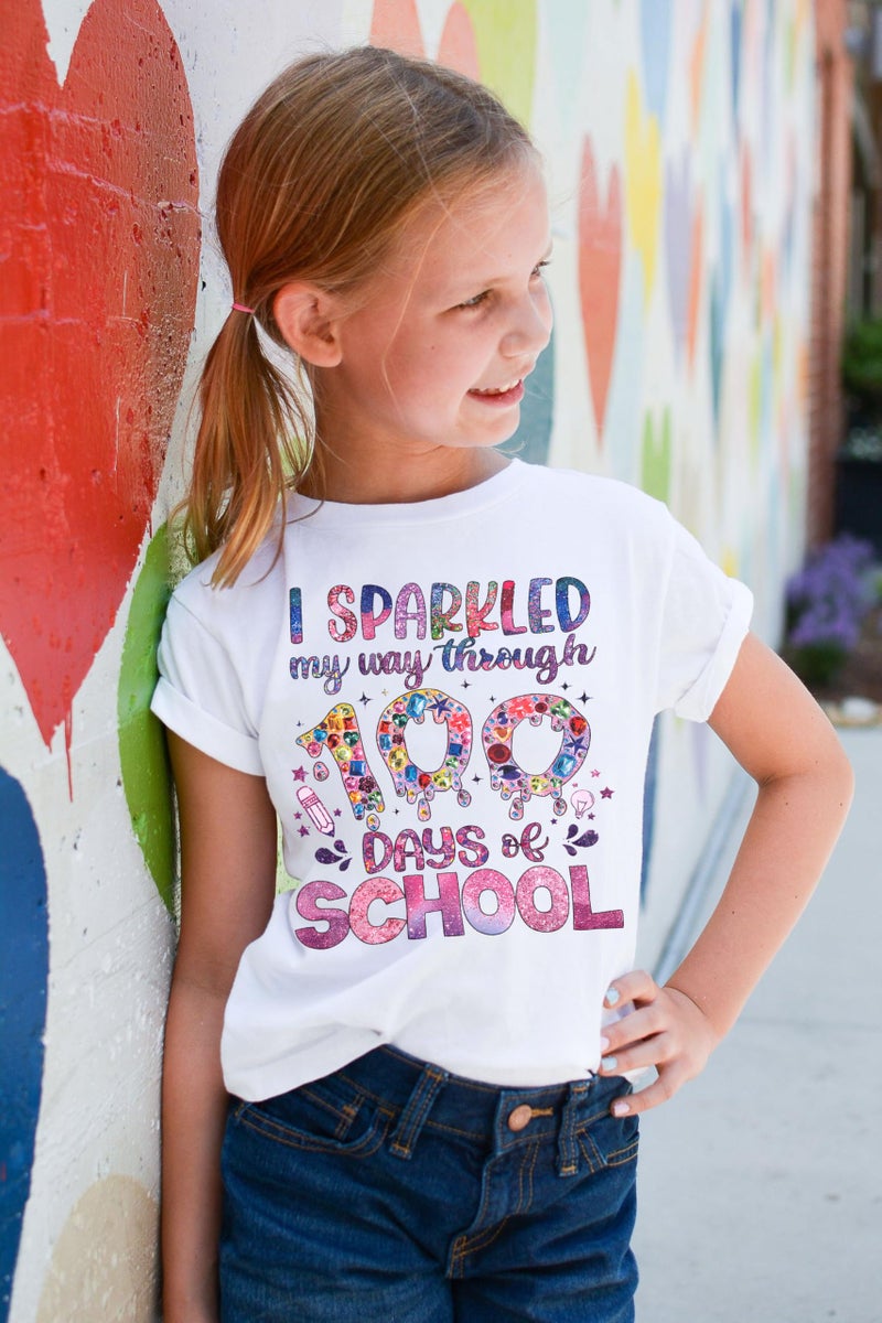 LUKYCILD Kids 100 Days of School Shirts 100 Days Celebration Tshirt Toddler Funny Letter Print Tee Top Boys Girls Outfits White - Image 4