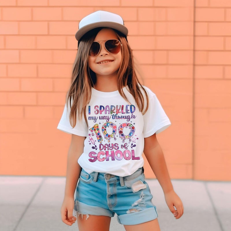 LUKYCILD Kids 100 Days of School Shirts 100 Days Celebration Tshirt Toddler Funny Letter Print Tee Top Boys Girls Outfits White - Image 3