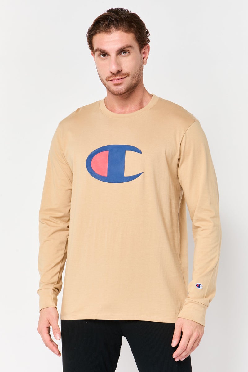 Champion Men Sportswear Fit Long Sleeve Outdoor T-Shirt, Taupe - Image 1