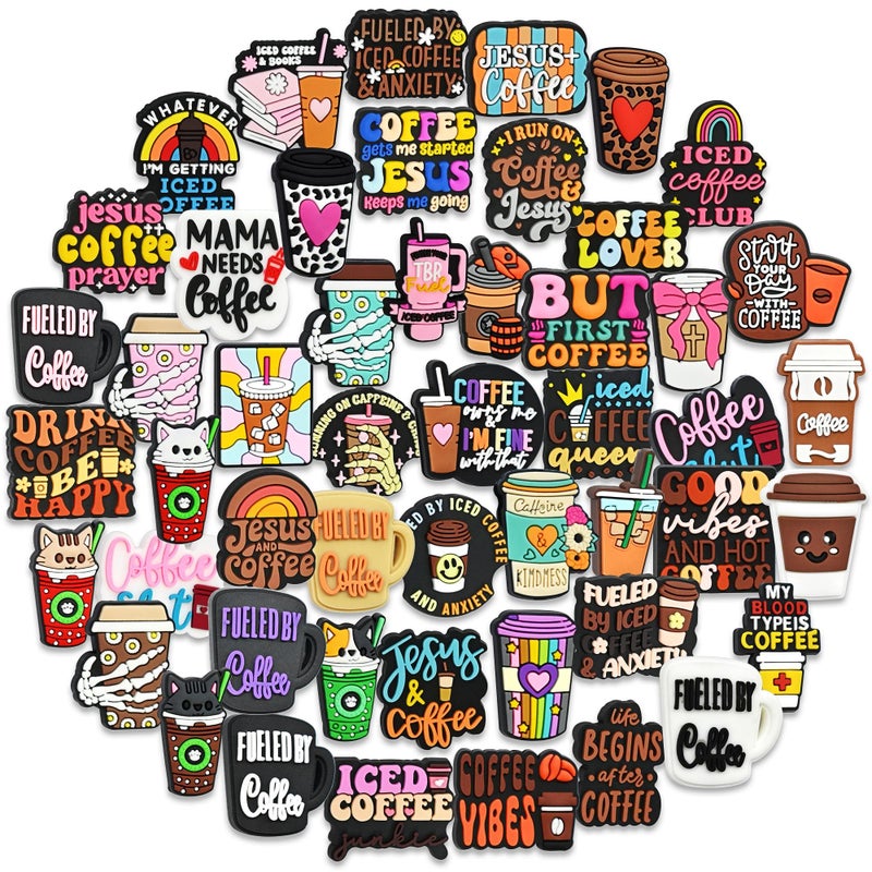 Gibleitz Silicone Coffee Focal Beads Bulk 50PCS Different Coffee Focal Beads for Pens/Necklace/Keychains/Bracelets Women Teens Gifts - Image 1
