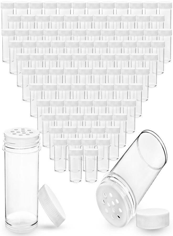 Conagel 100 Pack 1 oz Mini Plastic Spice Jars with White Caps Bulk Clear Empty Spice Bottles with Sifters Small Refillable Seasoning Containers for Kitchen Home Travel - Image 1