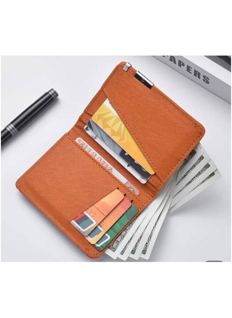Generic Slim Business Style Wallet With Multiple Card Slots Credit Card and Driver's Licence Holder Geometric Interior Design Brown  - Image 2