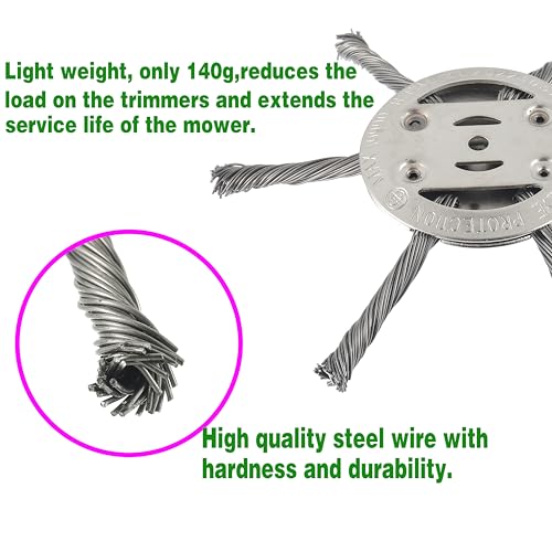 BOSHCHEN 6 inch Steel Wire Weed Brush Cutter Trimmer Head Electric Weed Blades Head Wired Trimmer Head Replacement Weed Wackers Attachment for Electric Cordless String Trimmers, Weed Wrecker(2 Pack) - Image 5