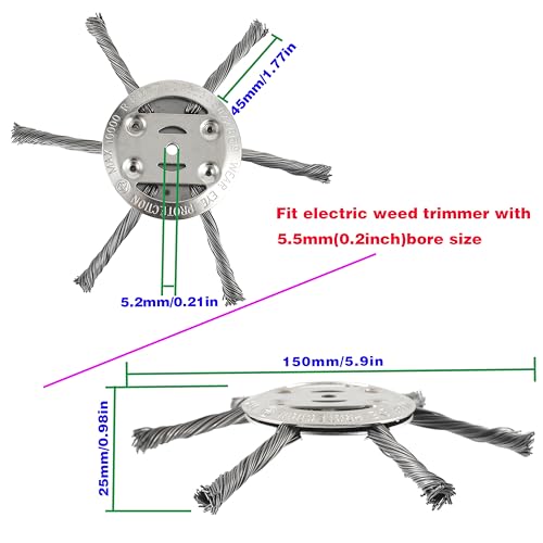 BOSHCHEN 6 inch Steel Wire Weed Brush Cutter Trimmer Head Electric Weed Blades Head Wired Trimmer Head Replacement Weed Wackers Attachment for Electric Cordless String Trimmers, Weed Wrecker(2 Pack) - Image 3