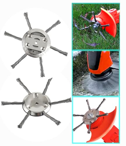 BOSHCHEN 6 inch Steel Wire Weed Brush Cutter Trimmer Head Electric Weed Blades Head Wired Trimmer Head Replacement Weed Wackers Attachment for Electric Cordless String Trimmers, Weed Wrecker(2 Pack) - Image 2