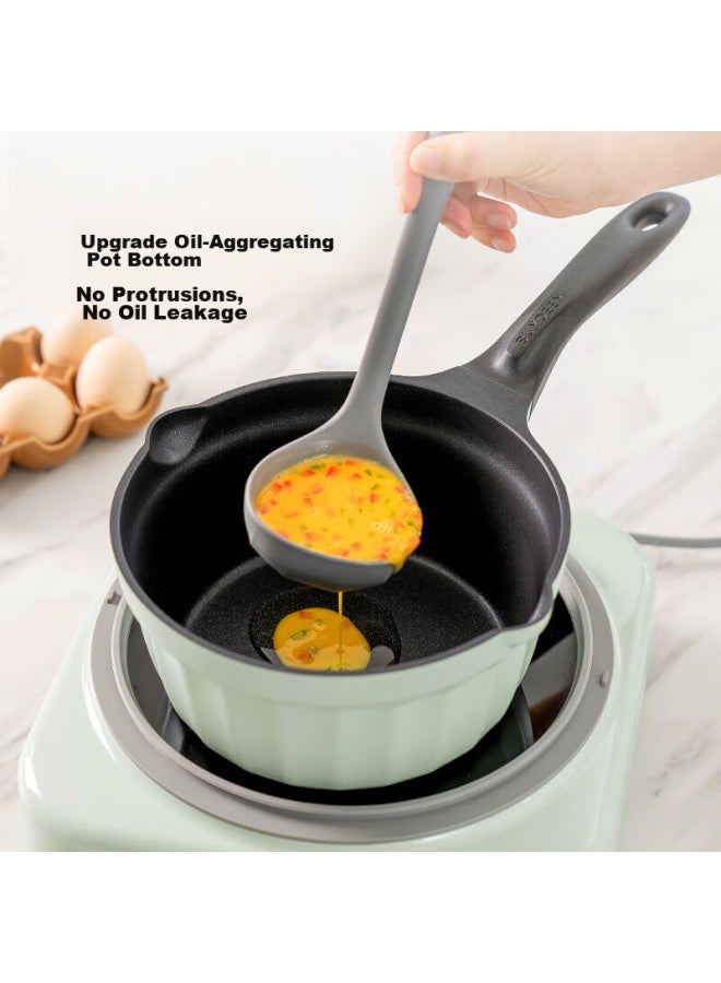 BUYDEEM Beiteng Small Baby Pot Auxiliary Food Pot Noodle Pot Porridge Pot Non-stick Pot For Infants Milk Heating Egg Boiling Snow Flat Pot 20cm Light Cypress Green - Image 3