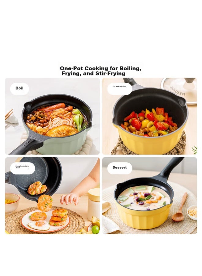 BUYDEEM Beiteng Small Baby Pot Auxiliary Food Pot Noodle Pot Porridge Pot Non-stick Pot For Infants Milk Heating Egg Boiling Snow Flat Pot 20cm Light Cypress Green - Image 1