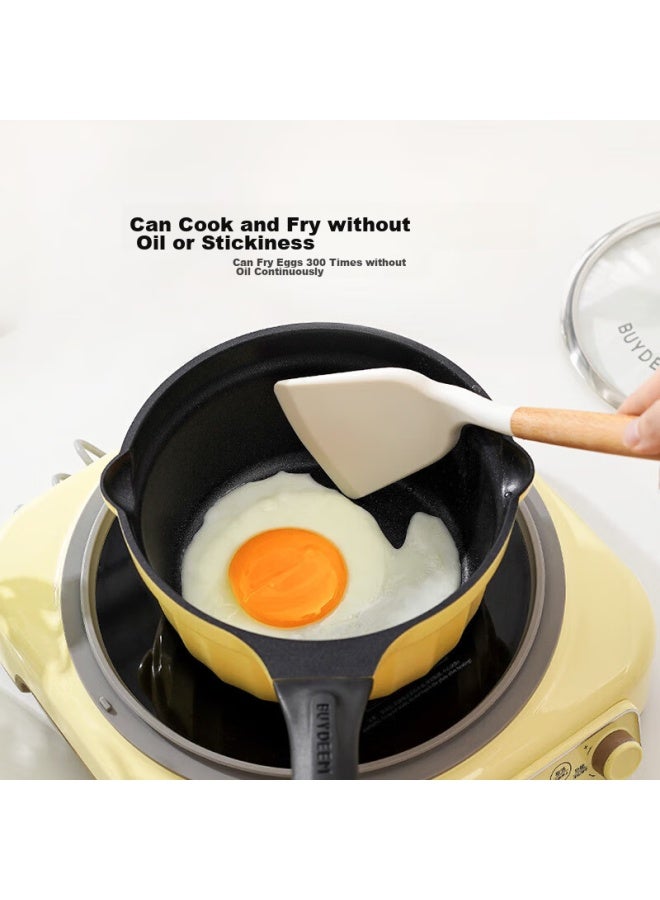 BUYDEEM Beiteng Small Baby Pot Auxiliary Food Pot Noodle Pot Porridge Pot Non-stick Pot For Infants Milk Heating Egg Boiling Snow Flat Pot 20cm Light Cypress Green - Image 2