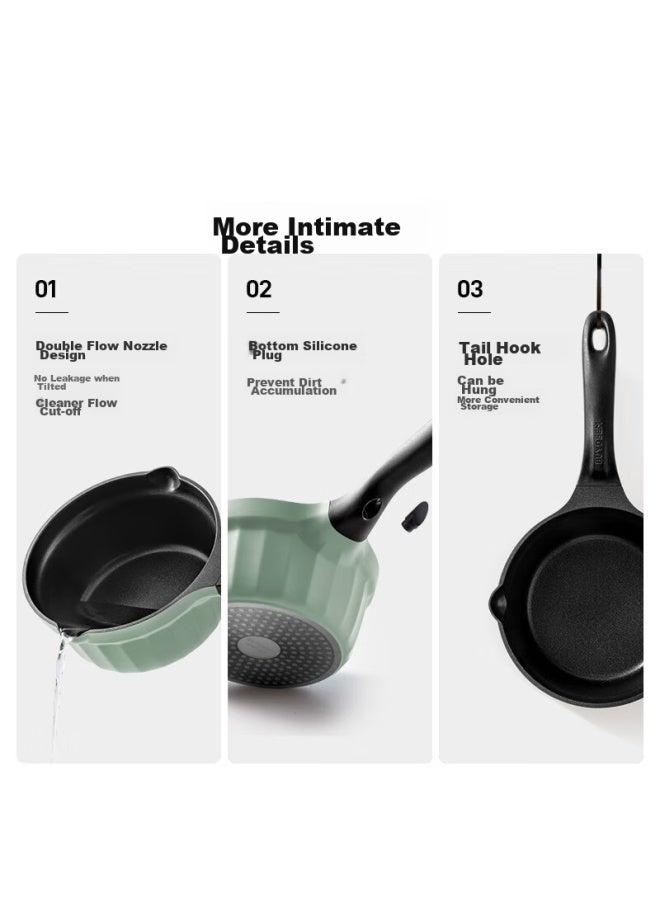 BUYDEEM Beiteng Small Baby Pot Auxiliary Food Pot Noodle Pot Porridge Pot Non-stick Pot For Infants Milk Heating Egg Boiling Snow Flat Pot 20cm Light Cypress Green - Image 5