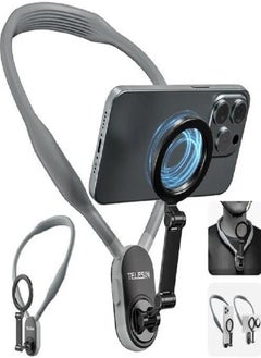 LIVVY Magnetic Neck Phone Holder (Telesin) – 360° Rotating Hands-Free Mount (حامل الهاتف المغناطيسي للرقبة) for Vloggers (فلوق), Video Recording (تسجيل الفيديو), Live Streaming (البث المباشر), Cooking & Travel – Adjustable Lazy Bracket (قاعدة بدون استخدام اليدين) for All Smartphones  - Image 1