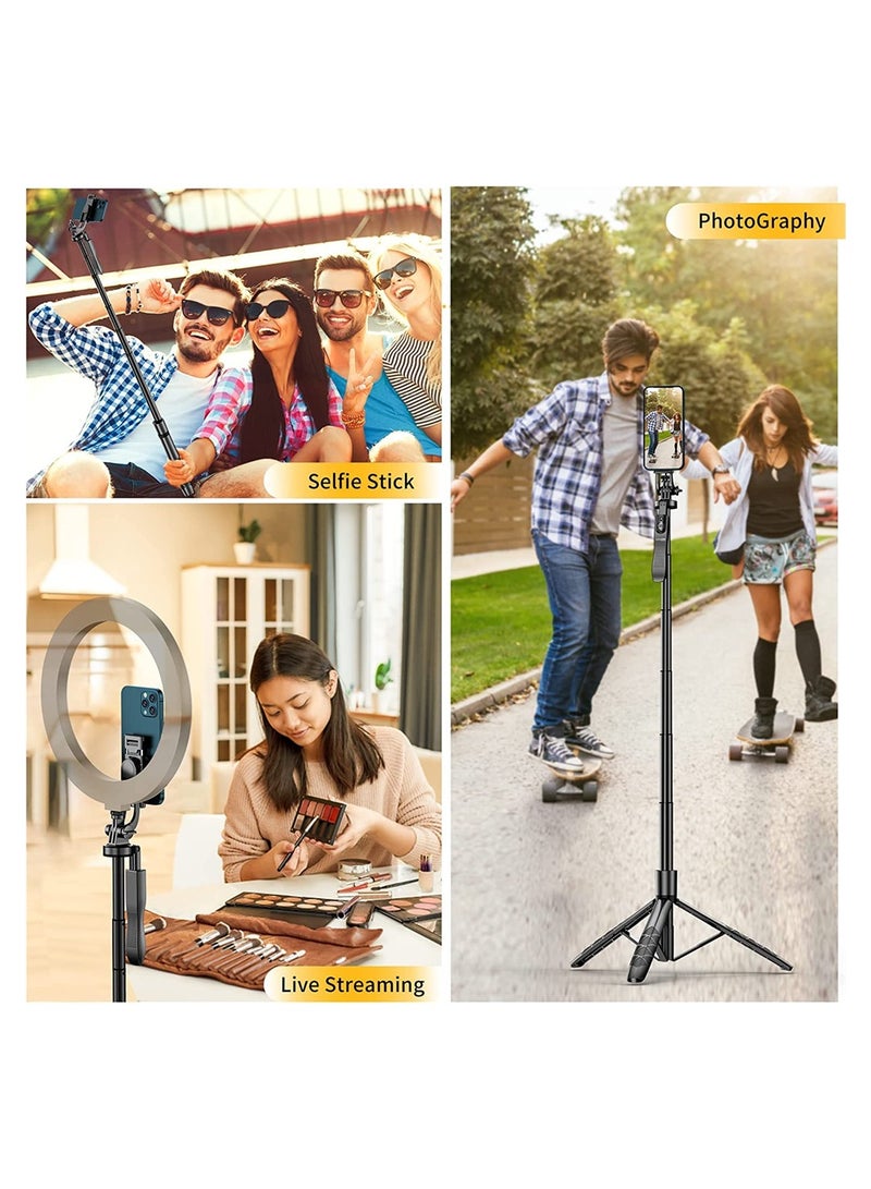 SYOSI Selfie Stick Tripod, 360° Rotation Phone Stabilizer Holder with Wireless Remote, Lightweight and Portable Cell Phone Holder, Compatible with iOS, Android, Perfect for Video Recording, Selfies  - Image 2