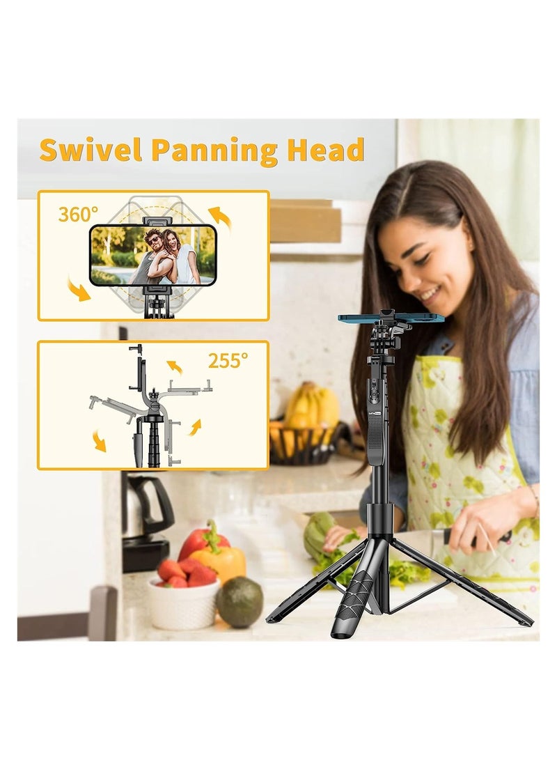 SYOSI Selfie Stick Tripod, 360° Rotation Phone Stabilizer Holder with Wireless Remote, Lightweight and Portable Cell Phone Holder, Compatible with iOS, Android, Perfect for Video Recording, Selfies  - Image 4