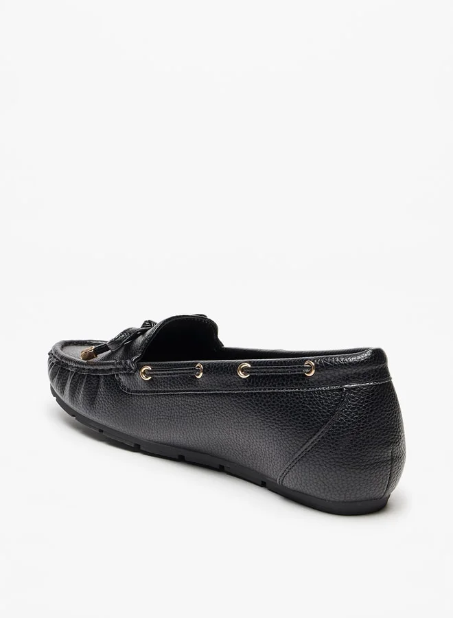 Le Confort Women's Textured Slip-On Loafers with Bow Accent