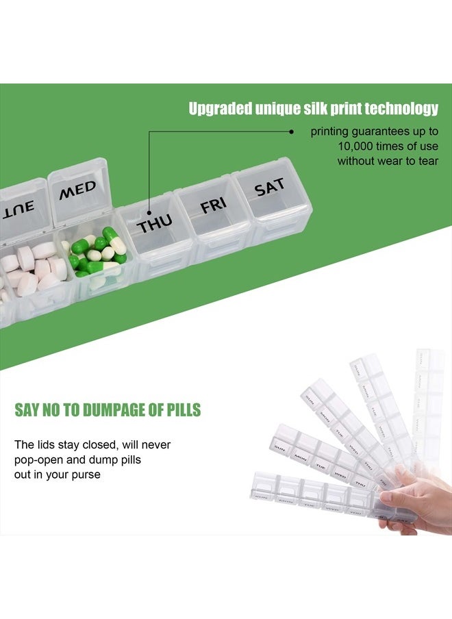 MODENGKONGJIAN - 2 Pack Weekly Pill Organizer, Large 7 Day Pill Case, Daily Vitamin Case Medicine Box, AM/PM Pill Containers for Medicine Supplements Fish Oil（White & Black） - Image 1