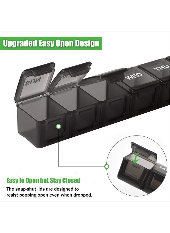 MODENGKONGJIAN - 2 Pack Weekly Pill Organizer, Large 7 Day Pill Case, Daily Vitamin Case Medicine Box, AM/PM Pill Containers for Medicine Supplements Fish Oil（White & Black） - Image 1