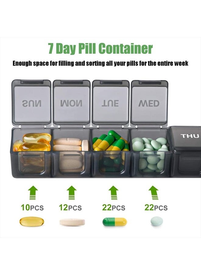 MODENGKONGJIAN - 2 Pack Weekly Pill Organizer, Large 7 Day Pill Case, Daily Vitamin Case Medicine Box, AM/PM Pill Containers for Medicine Supplements Fish Oil（White & Black） - Image 1