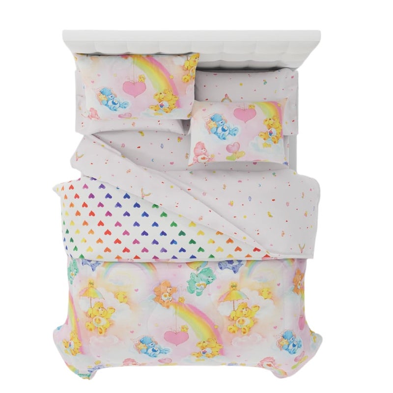 Franco Franco Care Bears Classic Retro Rainbow Bedding 7 Piece Super Soft Comforter and Sheet Set with Sham  Full  (100% Official Licensed Product) Collectibles 