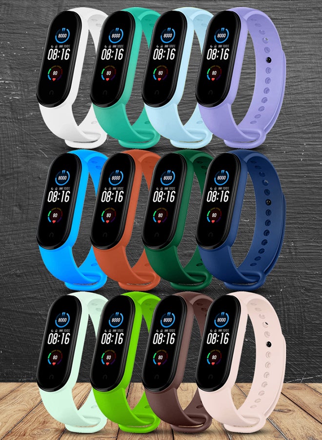 CATANES 12 Packs Xiaomi Band 5/6 Soft Silicone Strap Waterproof Replacement Wristband Strap Fashion Accessory Compatible for Xiaomi Smart Mi Band 5/Mi Band 6 Multicolour  - Image 2