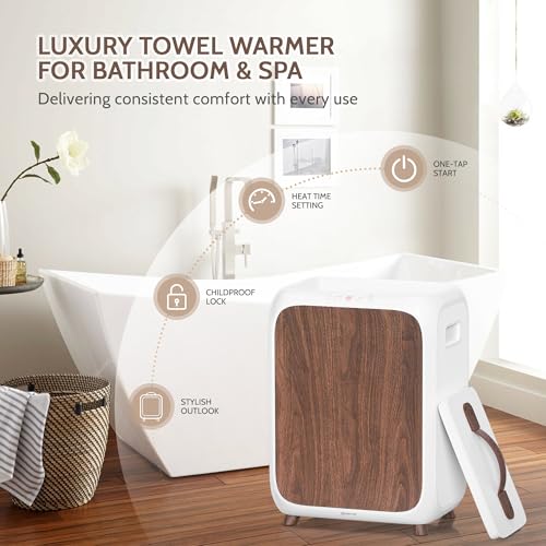 Keenray Towel Warmer Bucket, Luxury Rectangle Towel Warmer for Bathroom with Timer & Delay, Customized Fragrance, Child Lock, Fits 2 Large Towels, Blankets, Bathrobes, Ideal Gift for Him & Her(Brown) - Image 4