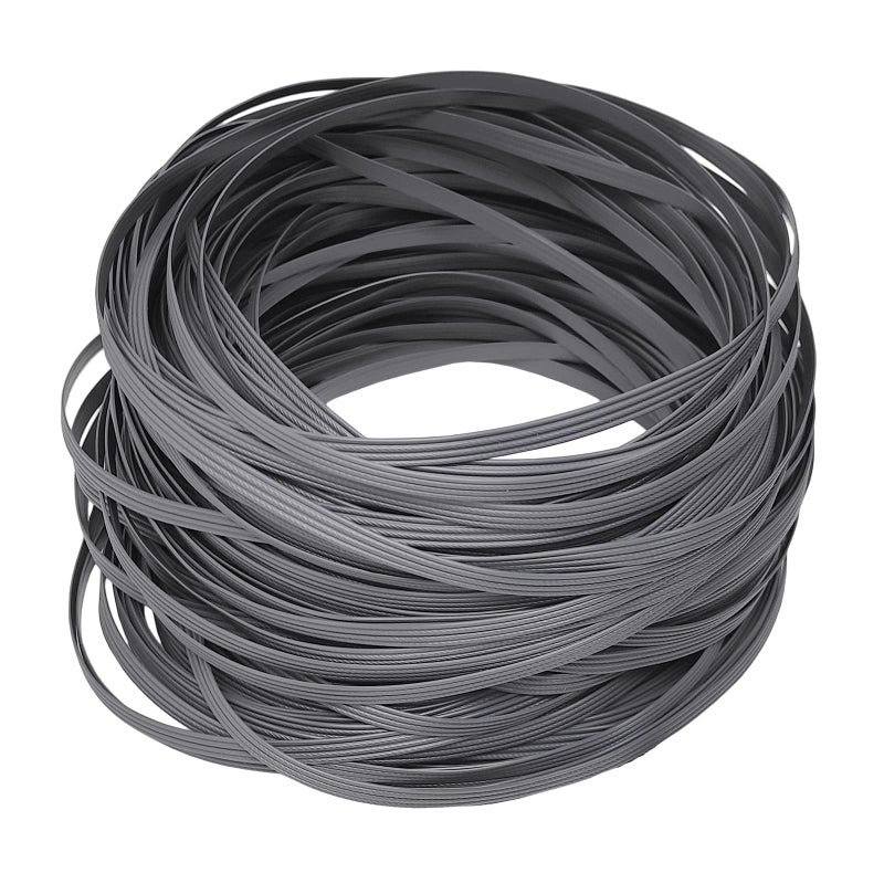 60m Four Lines Flat PE Rattan Grey Color Plastic Wicker for Chair Recliner Coffee Table Patio Furniture DIY Weaving or Repair 8mm Width14mm Thickness