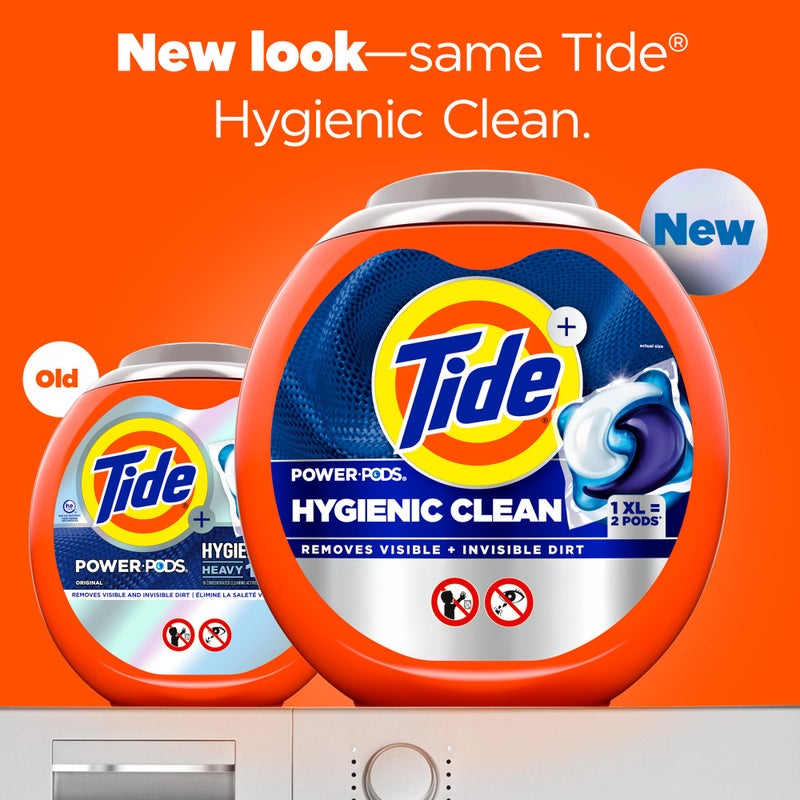 Tide Power PODs Hygienic Clean Heavy Duty Liquid Laundry Detergent Pacs, Free and Clear of Dyes and Perfumes, For Visible and Invisible Dirt, 45 Count, HE Compatible - Image 2