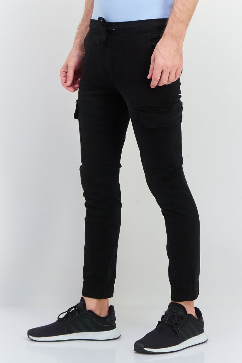 CROSSHATCH سروال كارجو ضيق للرجال، أسود - Image 3