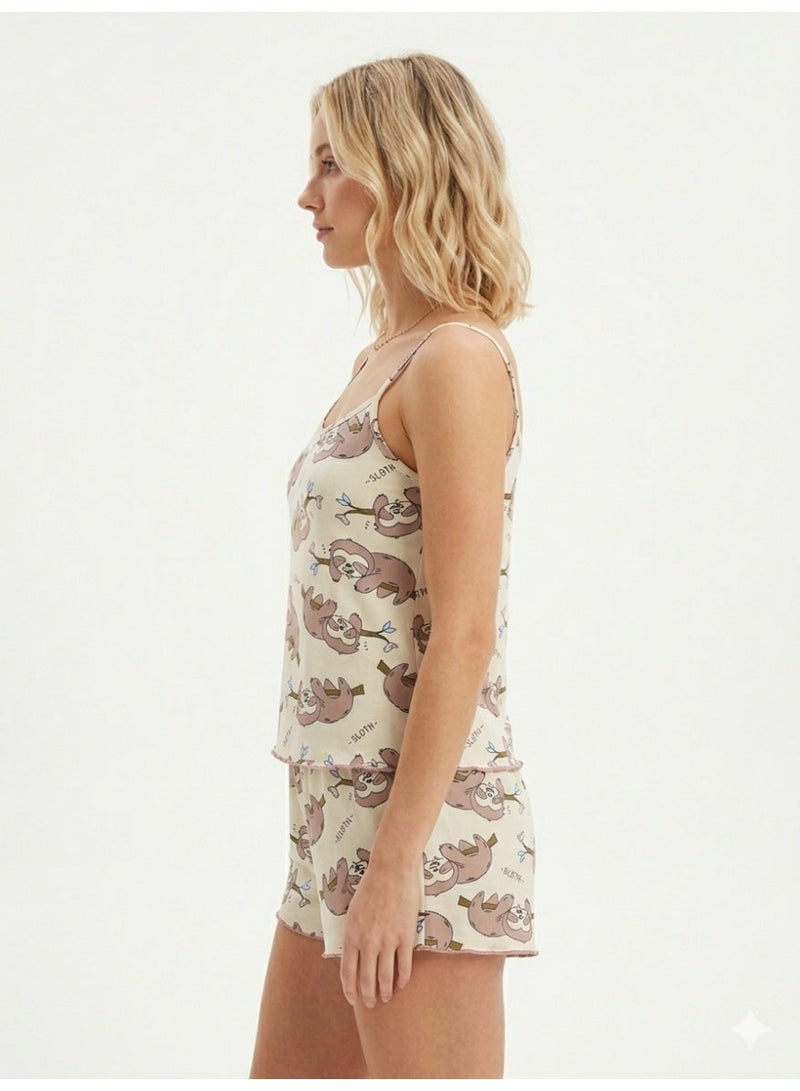 Caesar Women's top and shorts with a sloth print - Image 2