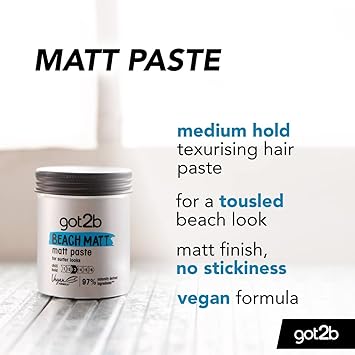 Got2b Beach Matt Medium Hold No Stickiness Matt Texture Hair Paste 100ml Pack of 2 - Image 2
