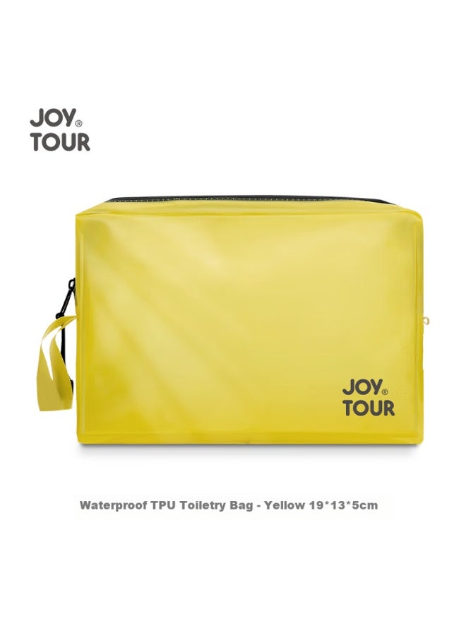 JOY TOUR Joytour Travel Toiletry Bag, Toiletry Set Storage Bag For Men And Women, Business Trip Makeup Bag, Portable Large Capacity Tpu Wash Bag, Waterproof Storage Bag, Yellow  - Image 5