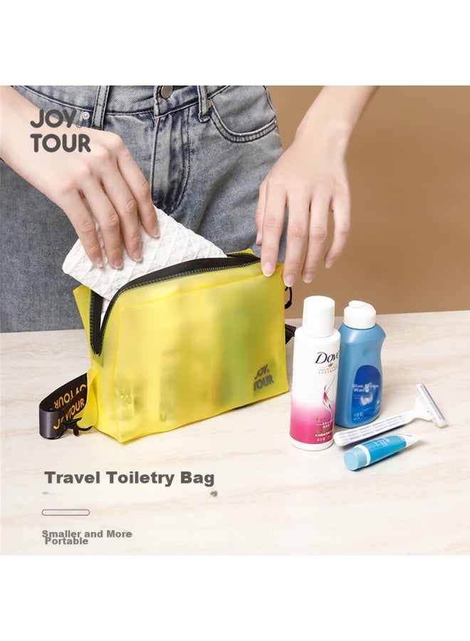 JOY TOUR Joytour Travel Toiletry Bag, Toiletry Set Storage Bag For Men And Women, Business Trip Makeup Bag, Portable Large Capacity Tpu Wash Bag, Waterproof Storage Bag, Yellow  - Image 3