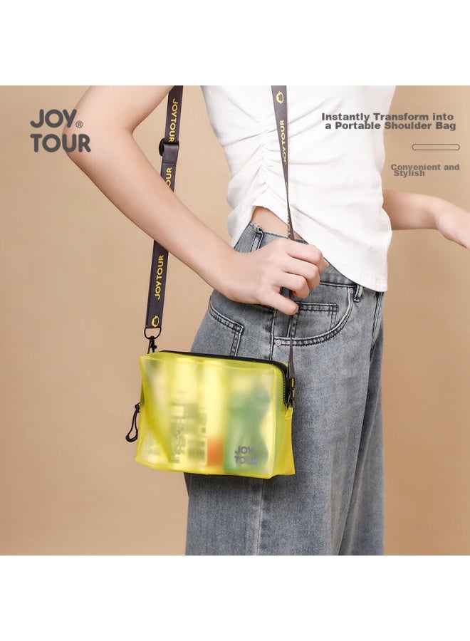 JOY TOUR Joytour Travel Toiletry Bag, Toiletry Set Storage Bag For Men And Women, Business Trip Makeup Bag, Portable Large Capacity Tpu Wash Bag, Waterproof Storage Bag, Yellow  - Image 4