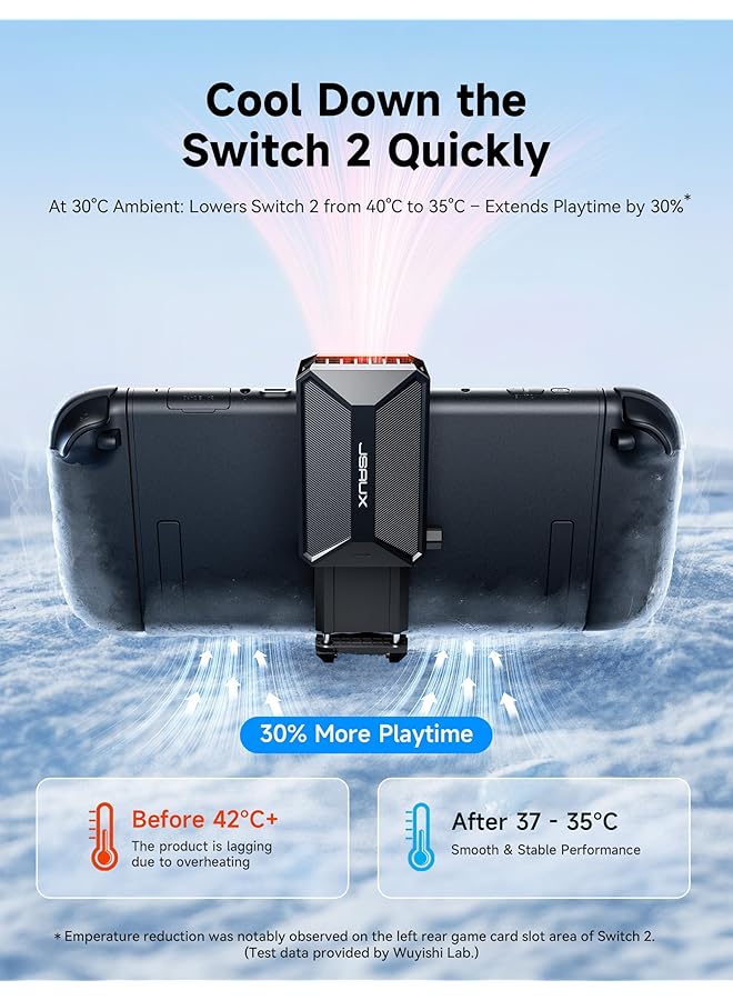 جيسوس مروحة تبريد لجهاز Switch 2، ملحقات تبريد متوافقة مع Switch 2 (سرعة مروحة قابلة للتعديل بدون خطوات/شحن سريع بقوة 18 وات) تعمل على التبريد لتحسين الأداء وإطالة عمر بطارية وحدة التحكم المحمولة - Image 2