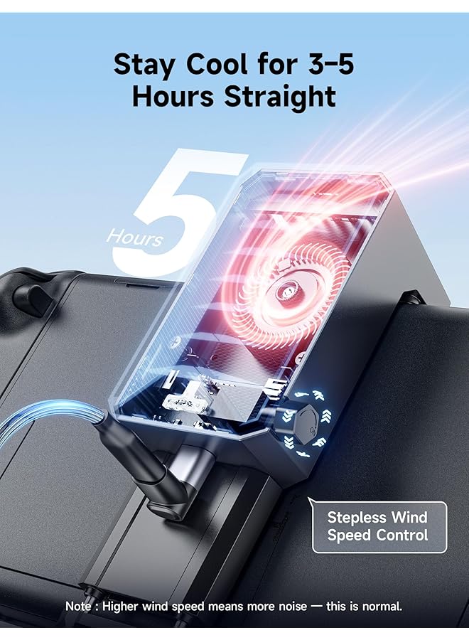 جيسوس مروحة تبريد لجهاز Switch 2، ملحقات تبريد متوافقة مع Switch 2 (سرعة مروحة قابلة للتعديل بدون خطوات/شحن سريع بقوة 18 وات) تعمل على التبريد لتحسين الأداء وإطالة عمر بطارية وحدة التحكم المحمولة - Image 5