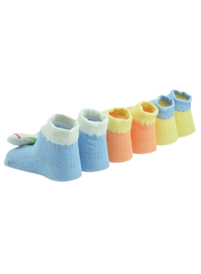 Yellow Bee Boys Cute 3D Dino, Bear & Submarine Design Baby Socks- Multi - Image 4