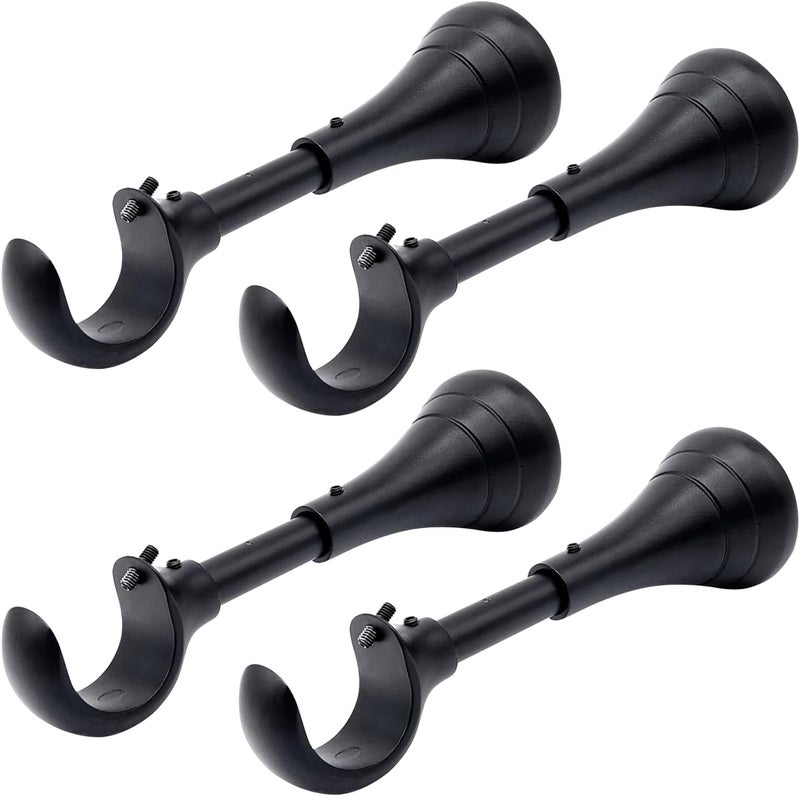 A Key Tech Heavy Duty Curtain Rod Brackets for Wall, 6 inch Curtain Rod Brackets, Extra Long Holder for Heavy Curtains, for 3/4 to 1 inch Rods, 4 pcs Extended Wall Mount Holders, Set of Four, Black - Image 1