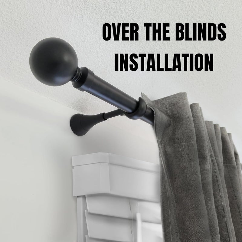 A Key Tech Heavy Duty Curtain Rod Brackets for Wall, 6 inch Curtain Rod Brackets, Extra Long Holder for Heavy Curtains, for 3/4 to 1 inch Rods, 4 pcs Extended Wall Mount Holders, Set of Four, Black - Image 2