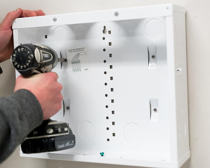 OnQ Legrand - 12 Inch Cable Management, In-Wall Media Box, Structured Wiring Enclosure, Home Networking Panel with 2.5 Inch Openings for Wires, Glossy White, EN1200 - Image 4
