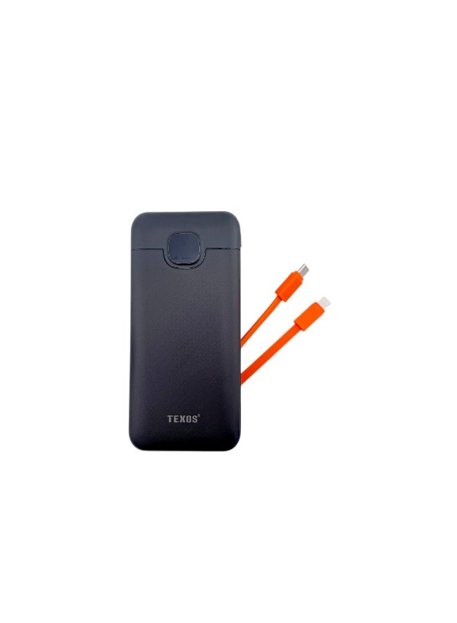 TEXOS PB-03 10000mAh 22.5W Super Fast Charging Power Bank with Built-in Cables - Image 2