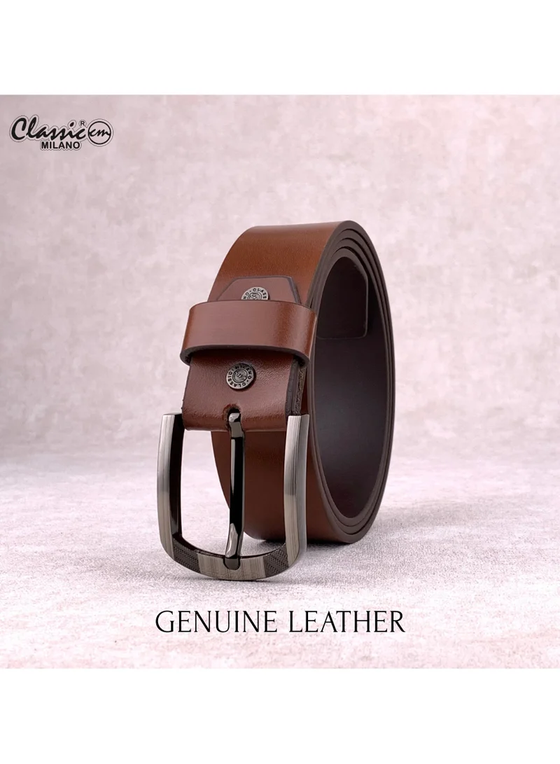 Classic Milano Tan (Rabbit) Classic Milano Genuine Leather Belt for Men - Semi-Casual & Formal Wear Men Belts, Casual & Formal Outfits, and Gifts - Black, Brown & Tan Men’s Belt for Men | Best Price UAE