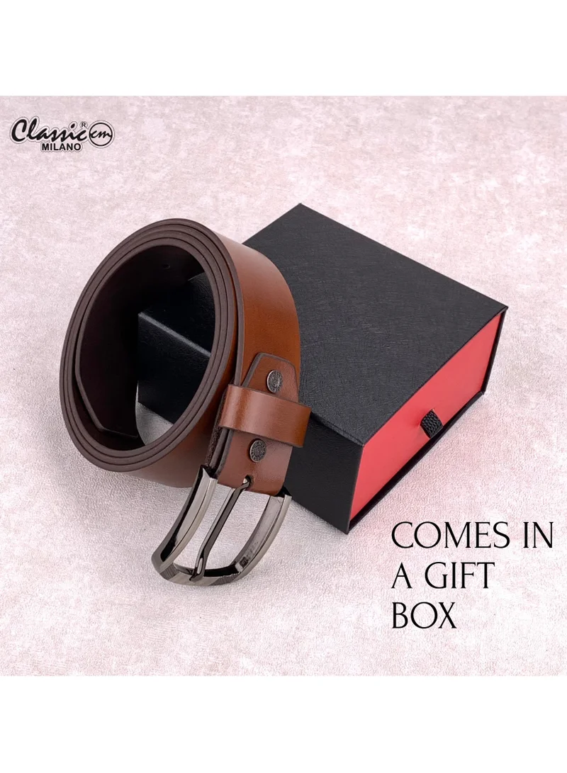 Classic Milano Tan (Rabbit) Classic Milano Genuine Leather Belt for Men - Semi-Casual & Formal Wear Men Belts, Casual & Formal Outfits, and Gifts - Black, Brown & Tan Men’s Belt for Men | Best Price UAE