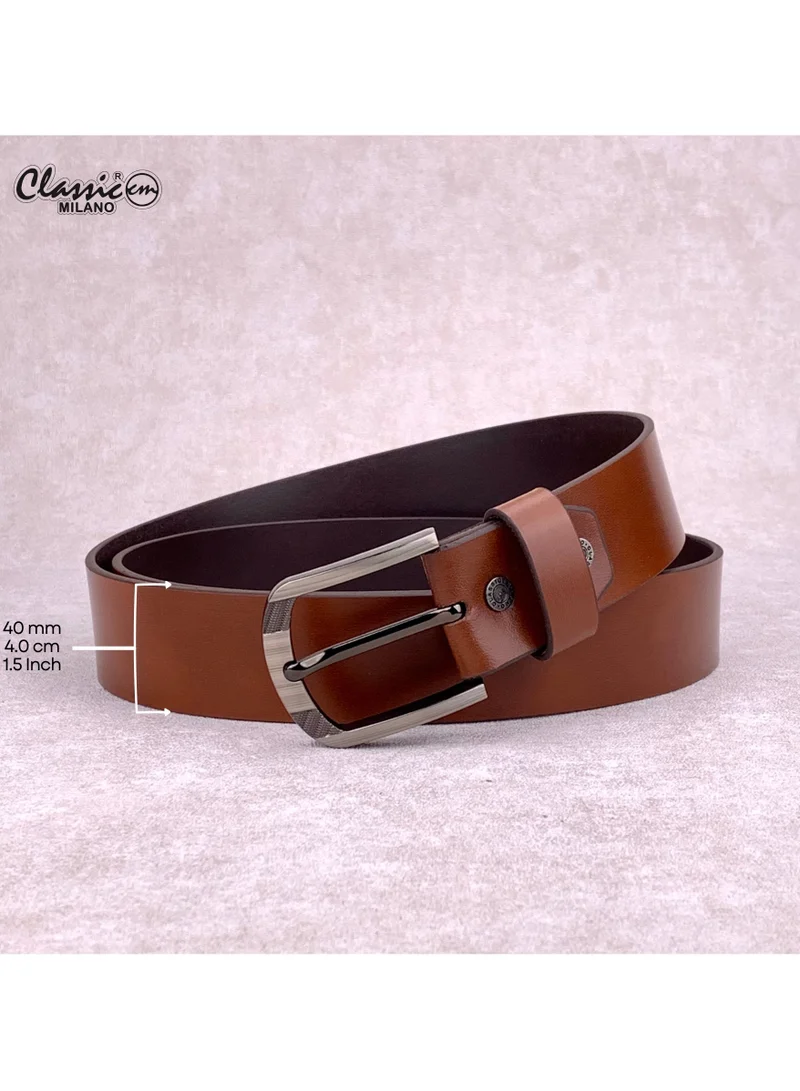 Classic Milano Tan (Rabbit) Classic Milano Genuine Leather Belt for Men - Semi-Casual & Formal Wear Men Belts, Casual & Formal Outfits, and Gifts - Black, Brown & Tan Men’s Belt for Men | Best Price UAE