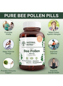 Natural Nutra Nutra 100% Pure Bee Pollen Pills for Protein Energy, Skin clamness Supplements, Allergy Relief, Immunity Support, Health and Vitality Nutritional Supplement, 100 Gluten Free Vegetarian Tablets  - Image 3