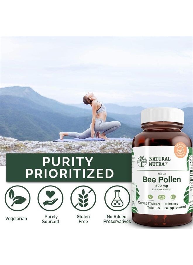 Natural Nutra Nutra 100% Pure Bee Pollen Pills for Protein Energy, Skin clamness Supplements, Allergy Relief, Immunity Support, Health and Vitality Nutritional Supplement, 100 Gluten Free Vegetarian Tablets  - Image 4