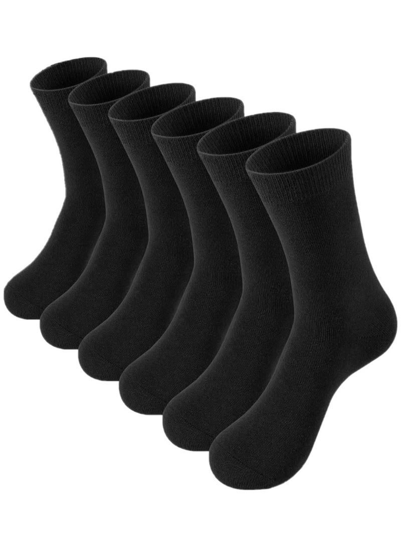 Tango 6 Pairs Kids Socks for Boys Girls Crew Dress Athletic Socks Soft Cotton Childrens School Uniform Sock (UAE/KSA, Age, 3 Years, 6 Years, Regular, Black - 6 Pairs) - Image 1