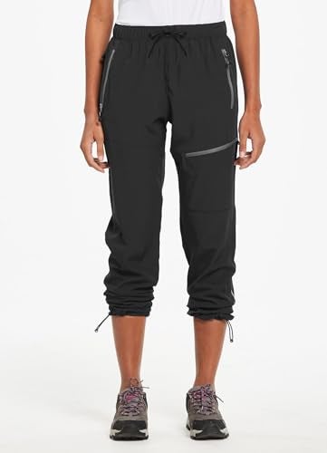 BALEAF Women's Petite Hiking Pants Lightweight Quick Dry Water Resistant Cargo Pants 27'' Inseam for All Seasons Black Size M - Image 2