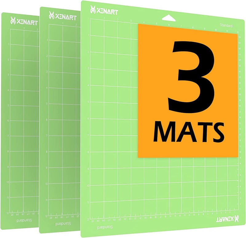 XINART Cutting Mats for Cricut Maker 3,Explore 3,Maker,Air 2,12x12 inch 3 Mats Standard Sticky Grip 12x12" Green Replacement Cut Mat for Cricut - Image 1
