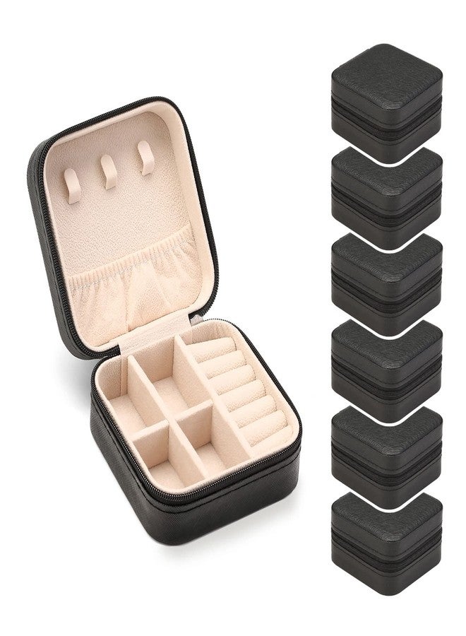 ZPROW Travel Jewelry Case, Mini Portable Jewelry Travel Boxes, Small Jewelry Organizer for Rings, Earrings, Pendants, Watches, Necklaces, Lipsticks Organizer Storage Holder Case (Black-6packs) - Image 1