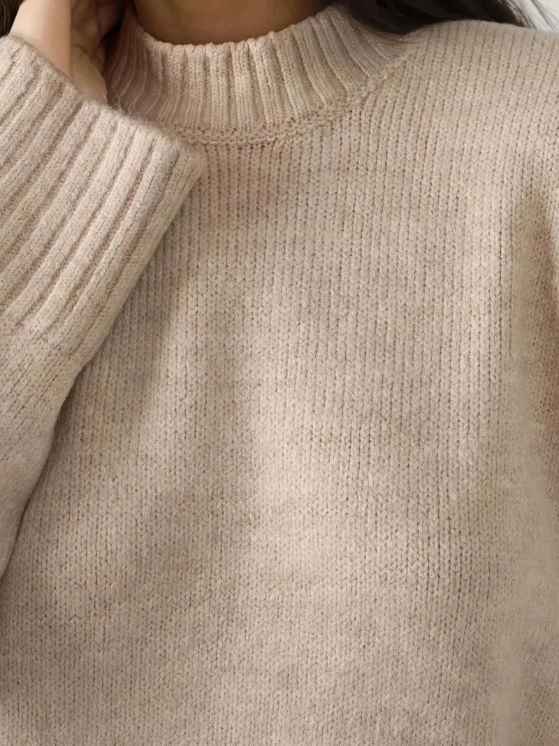 HICCUP Thick Knit Crew Neck Sweater