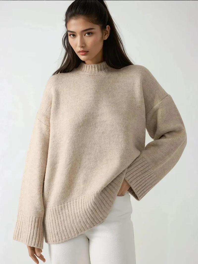 HICCUP Thick Knit Crew Neck Sweater