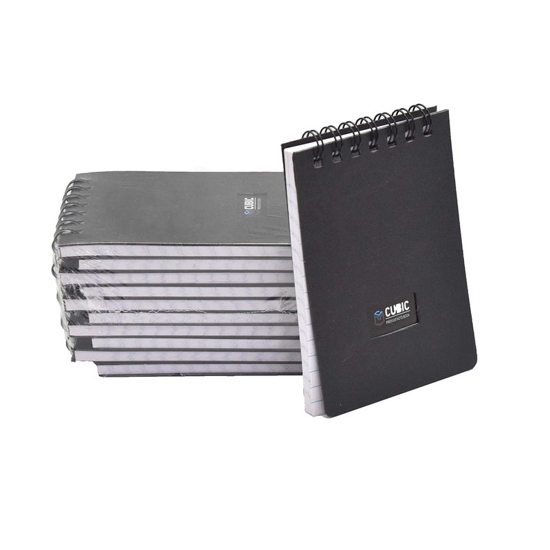 CUBIC A7 Wiro Pocket Notebook - Pack of 10 (Black) | Spiral-Bound, Compact & Portable Notepad for Office, School, and Everyday Use - Image 2